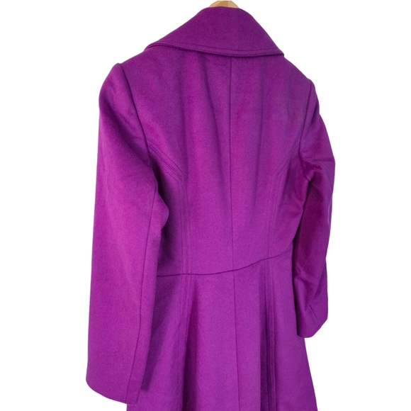 Reiss Purple Wool Cashmere Fit Flare Kat Trench Coat - Picture 6 of 11